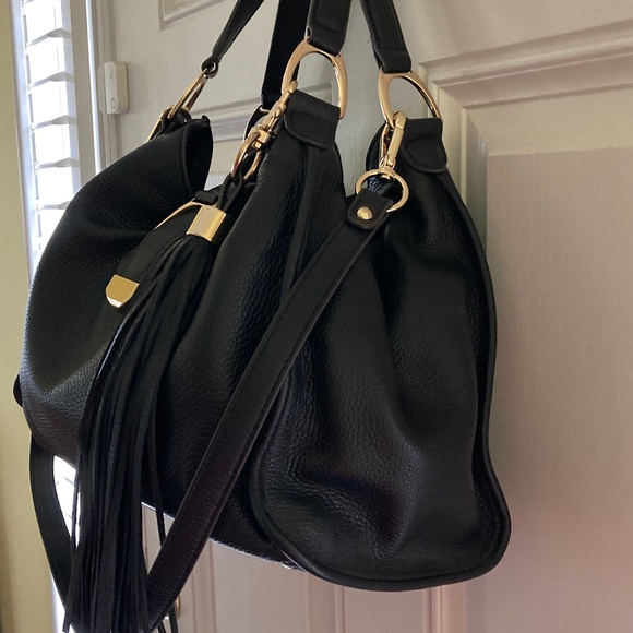 G.I.L.I. Got It Love It Black Pebble Leather Stirrup Satchel/NEW/NEVER USED!!! - Picture 4 of 9